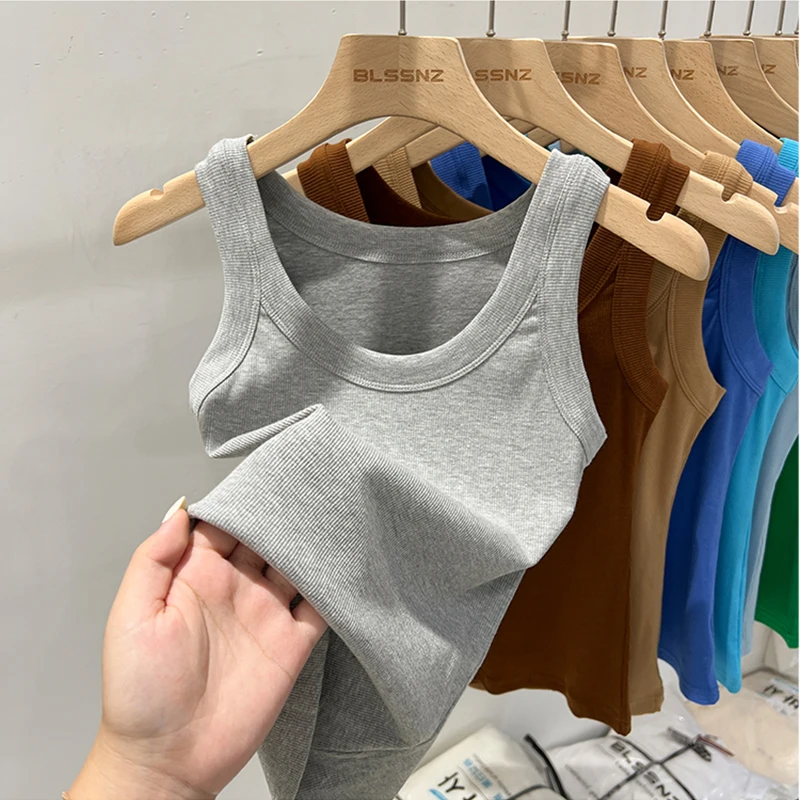Summer Women Solid Round Neck  – обзор и цена Tank Top Ribbed