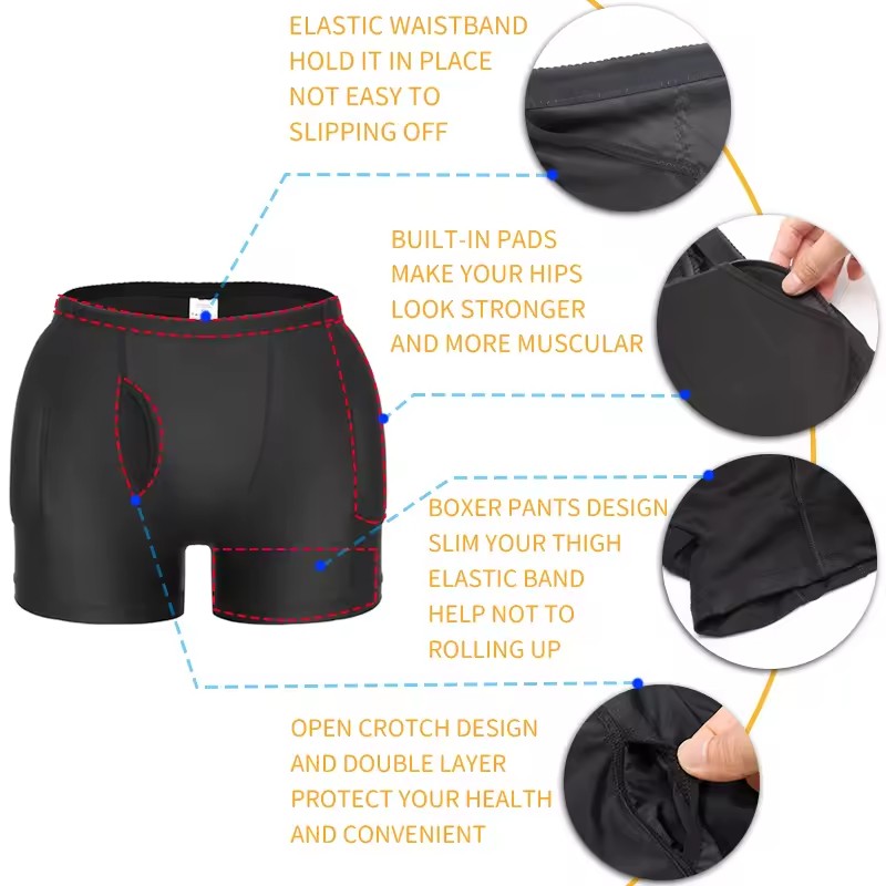 Men Padded Hip Enhancer Booty  – обзор и цена Boxer Brief Pack Cotton