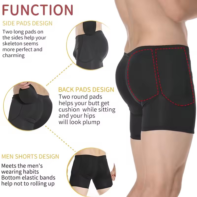 Men Padded Hip Enhancer Booty  – обзор и цена Boxer Brief Pack Cotton