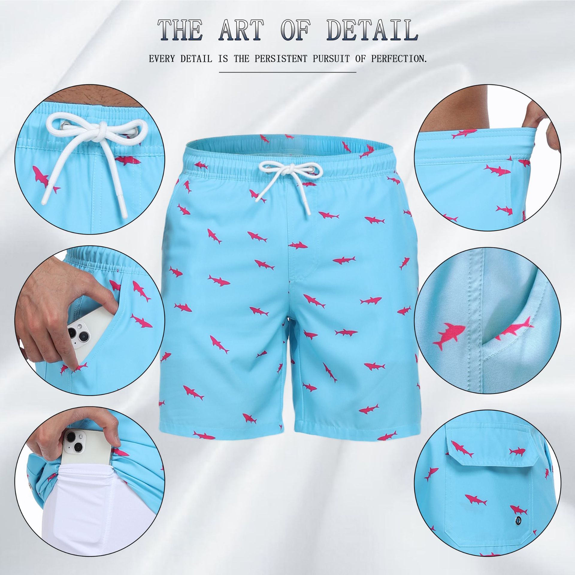 Mens Shark Pattern 2 in 1 Boar – обзор и цена Long Leg Trunk Men