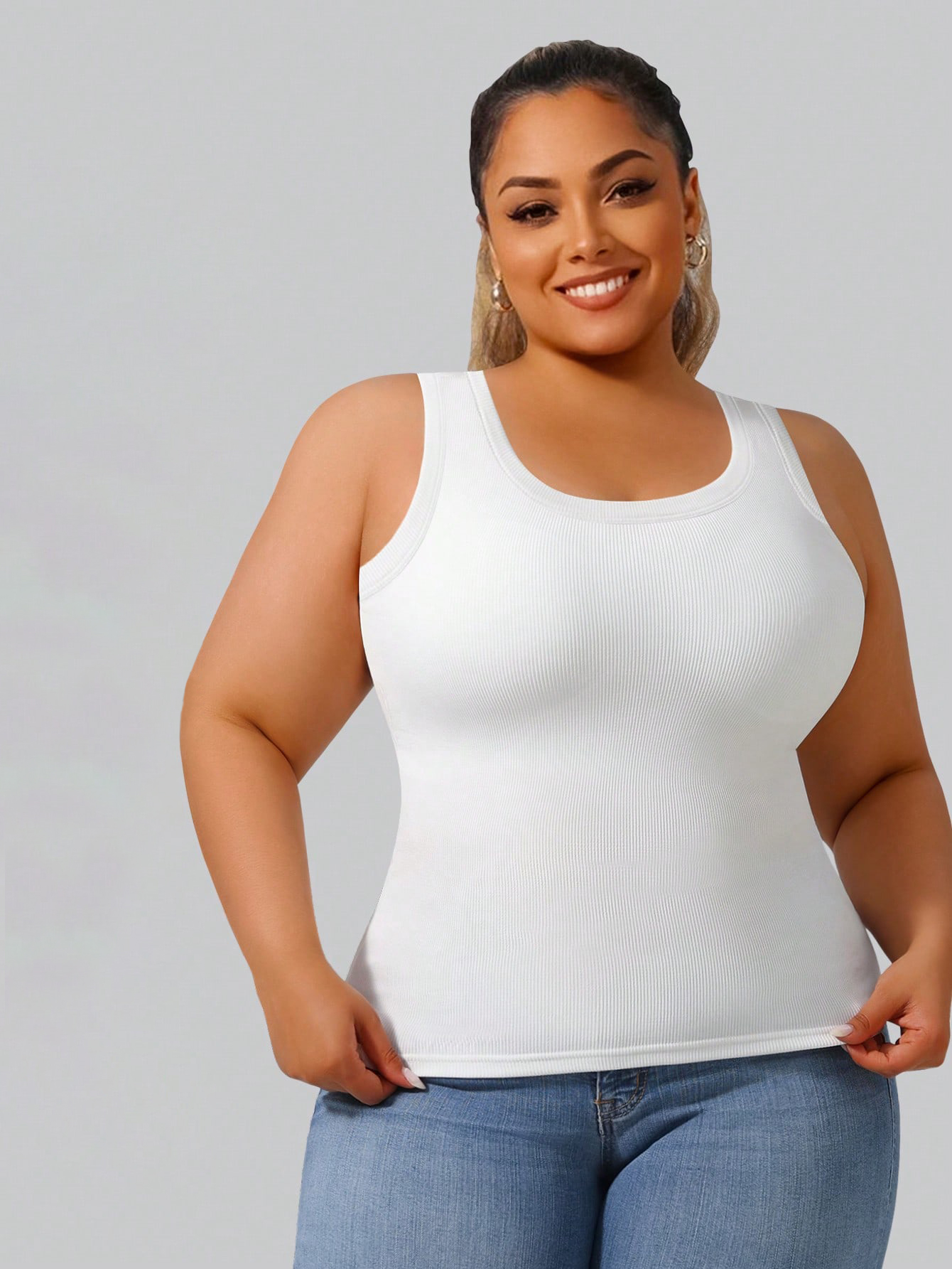 Plus Size Women's Solid Ribbed – обзор и цена Tank Top Ribbed