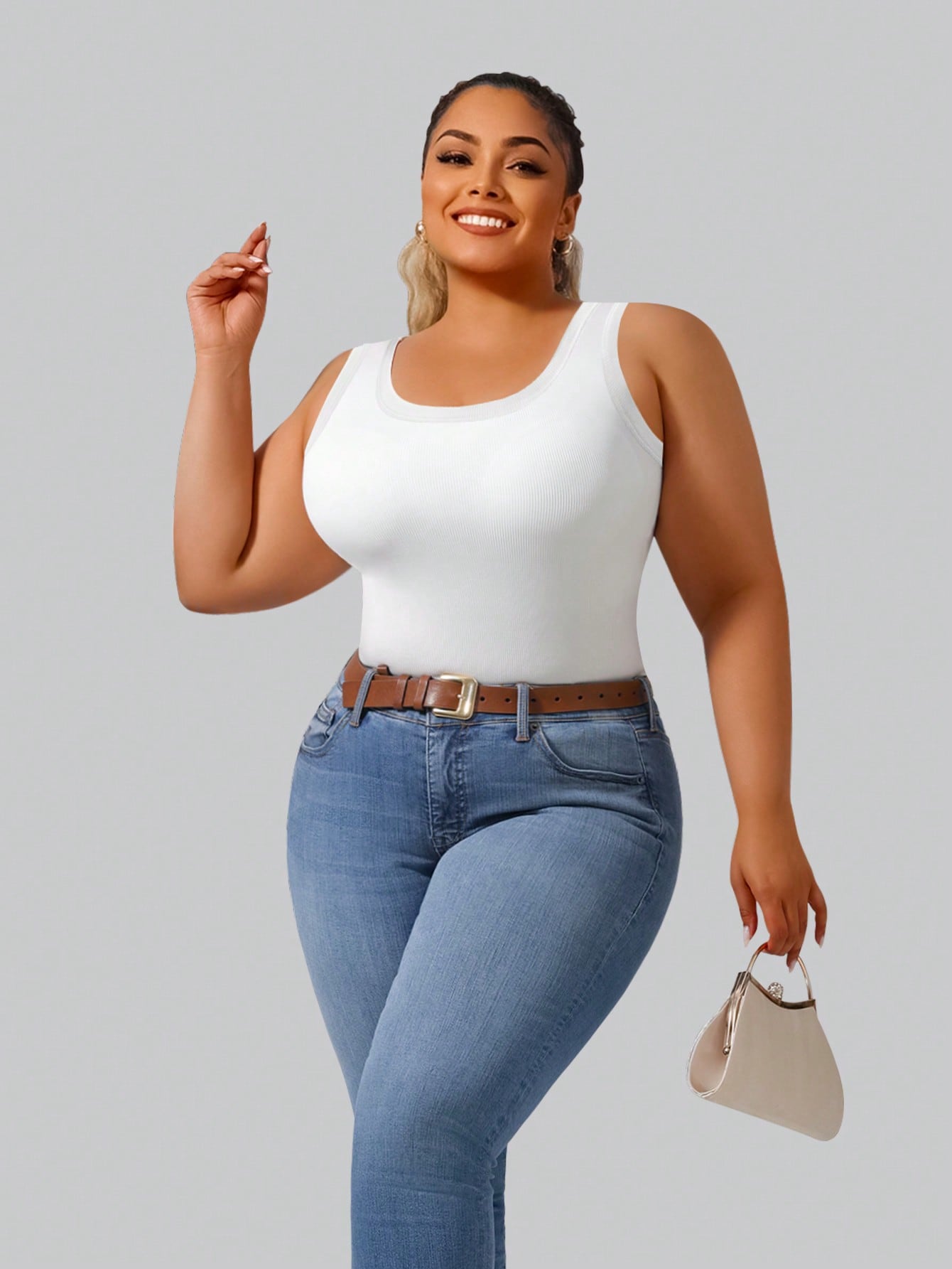 Plus Size Women's Solid Ribbed – обзор и цена Tank Top Ribbed
