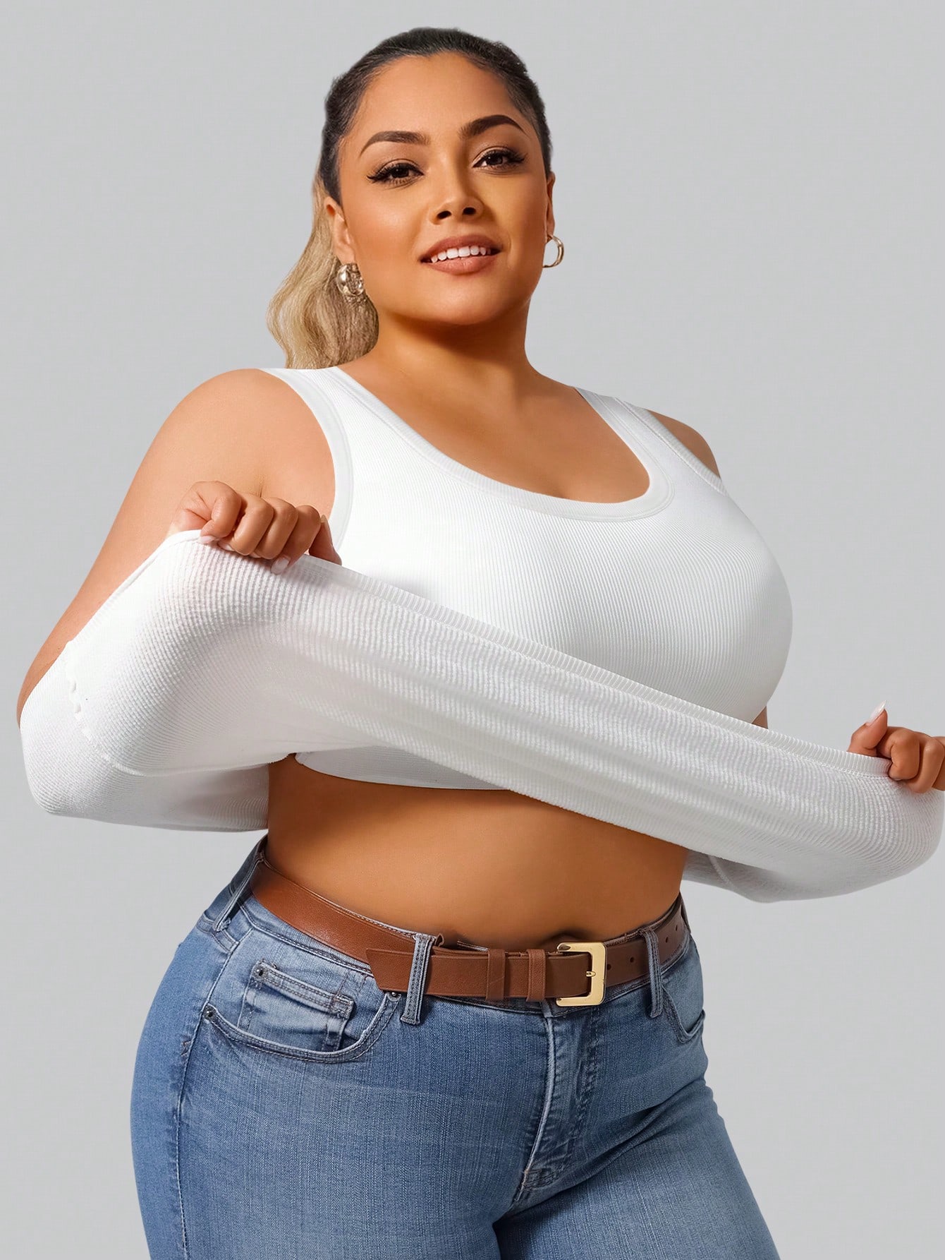 Plus Size Women's Solid Ribbed – обзор и цена Tank Top Ribbed