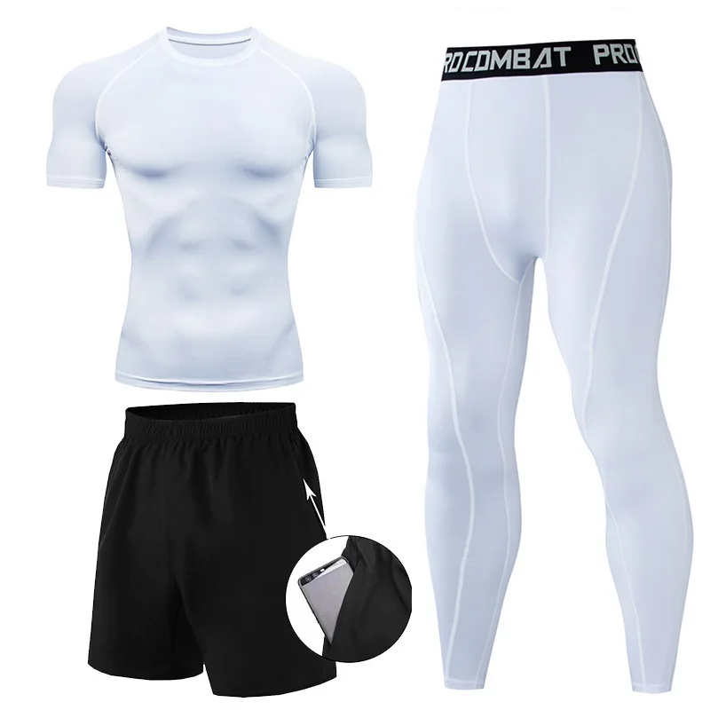 3 Pieces Fitness Suits Athleti – обзор и цена Compression Shorts Athletes