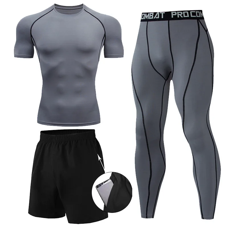3 Pieces Fitness Suits Athleti – обзор и цена Compression Shorts Athletes