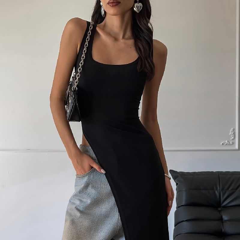 Black Sleeveless Slim-fitting  – обзор и цена Suspender Tank Top