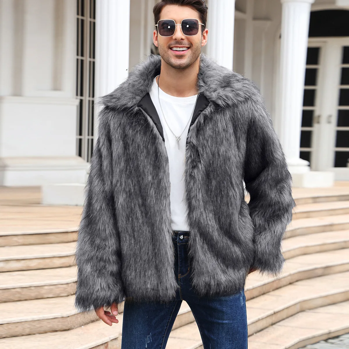 Men Faux Fox Fur Jacket Coat W – обзор и цена Thermal Long John