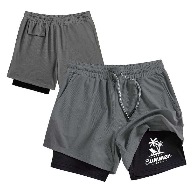 Summer Men's Double Layer Runn – обзор и цена Compression Shorts Athletes