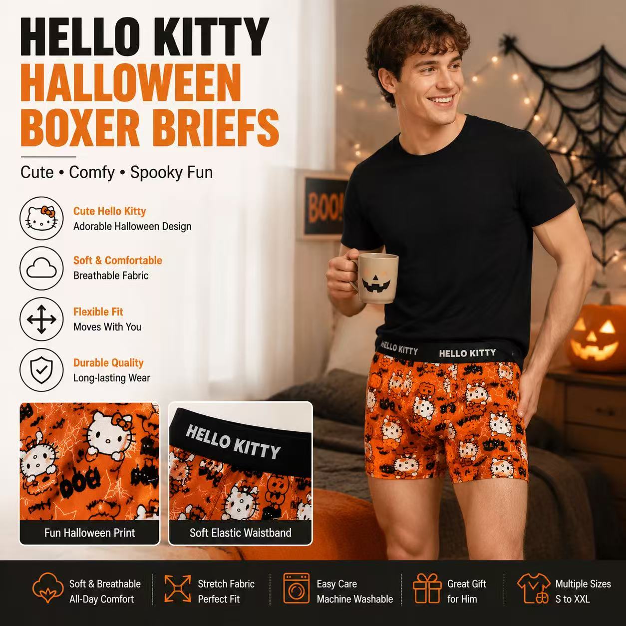 Print Hello Kitty Men's Sports – обзор и цена Quick Dry Underwear
