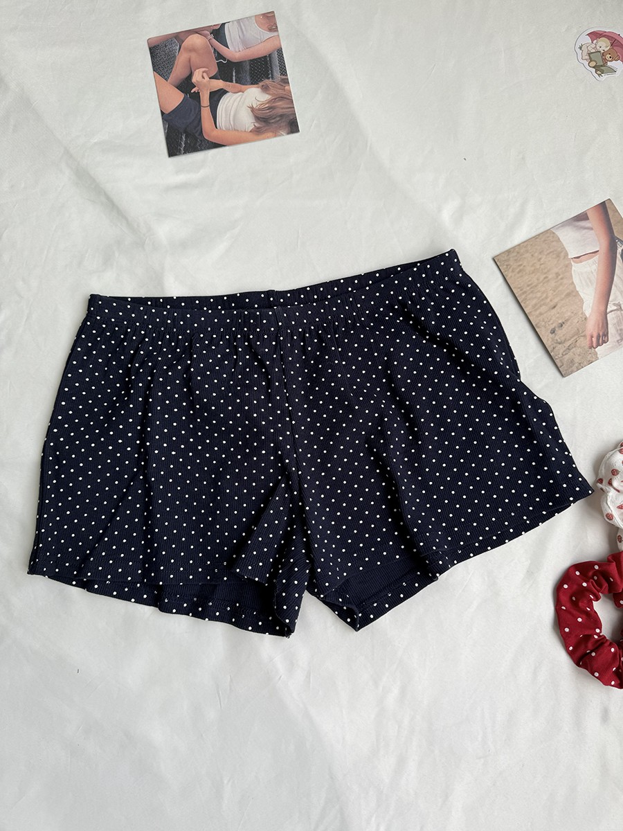 Navy Dot Ribbed Shorts Sets Wo – обзор и цена Tank Top Ribbed