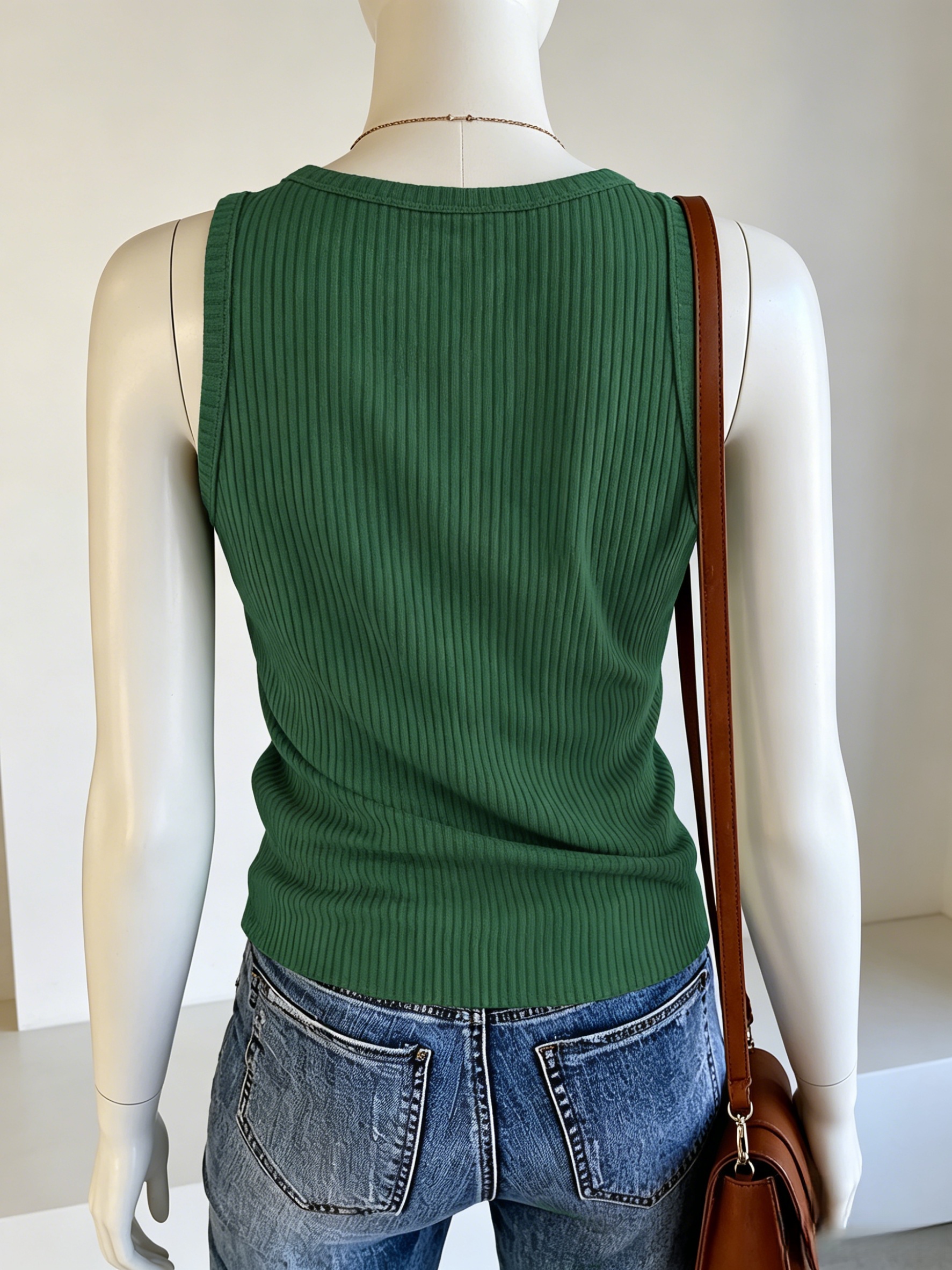Plus Size Women Green Ribbed K – обзор и цена Tank Top Ribbed