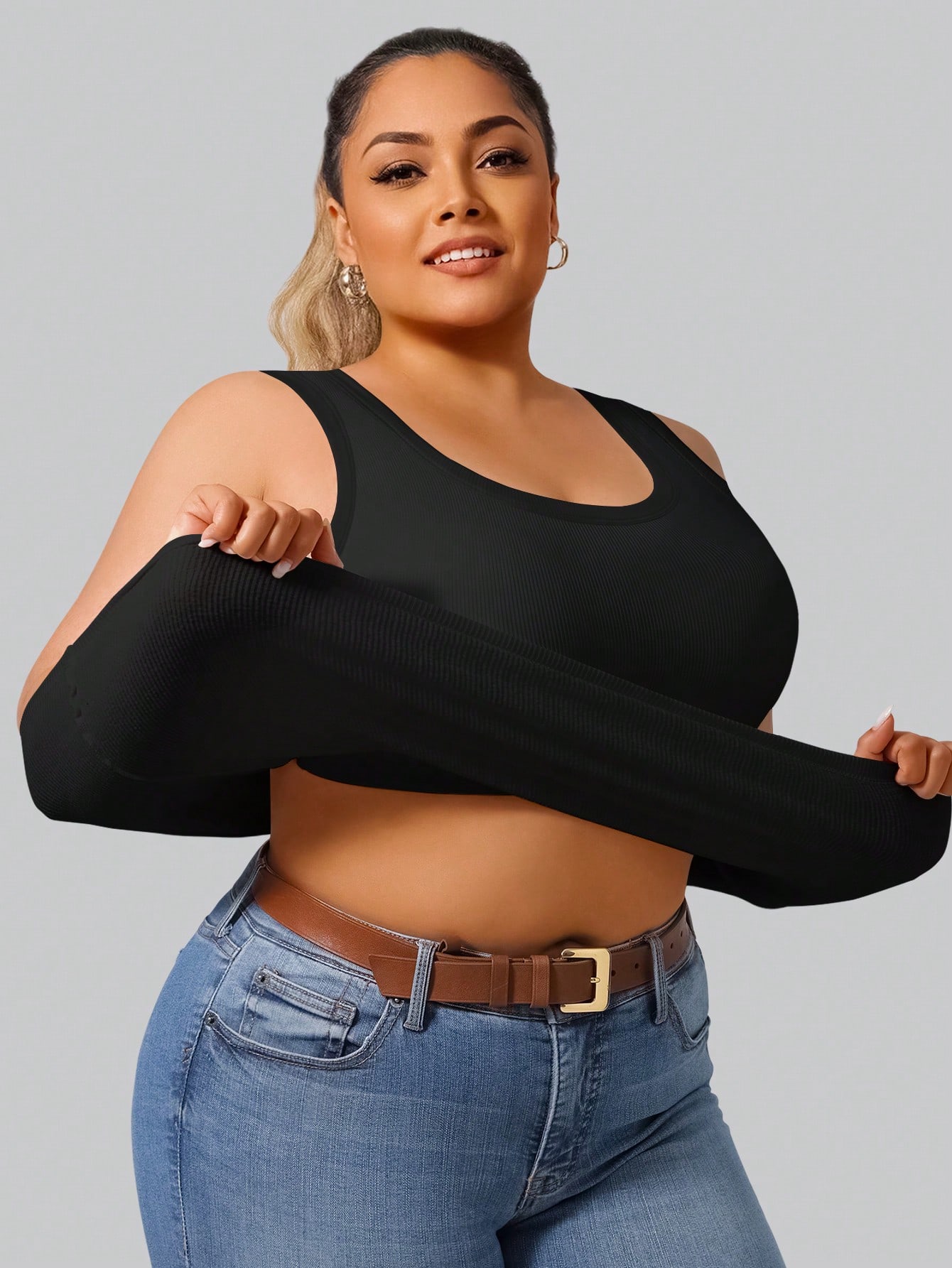 Plus Size Women's High Stretch – обзор и цена Tank Top Ribbed