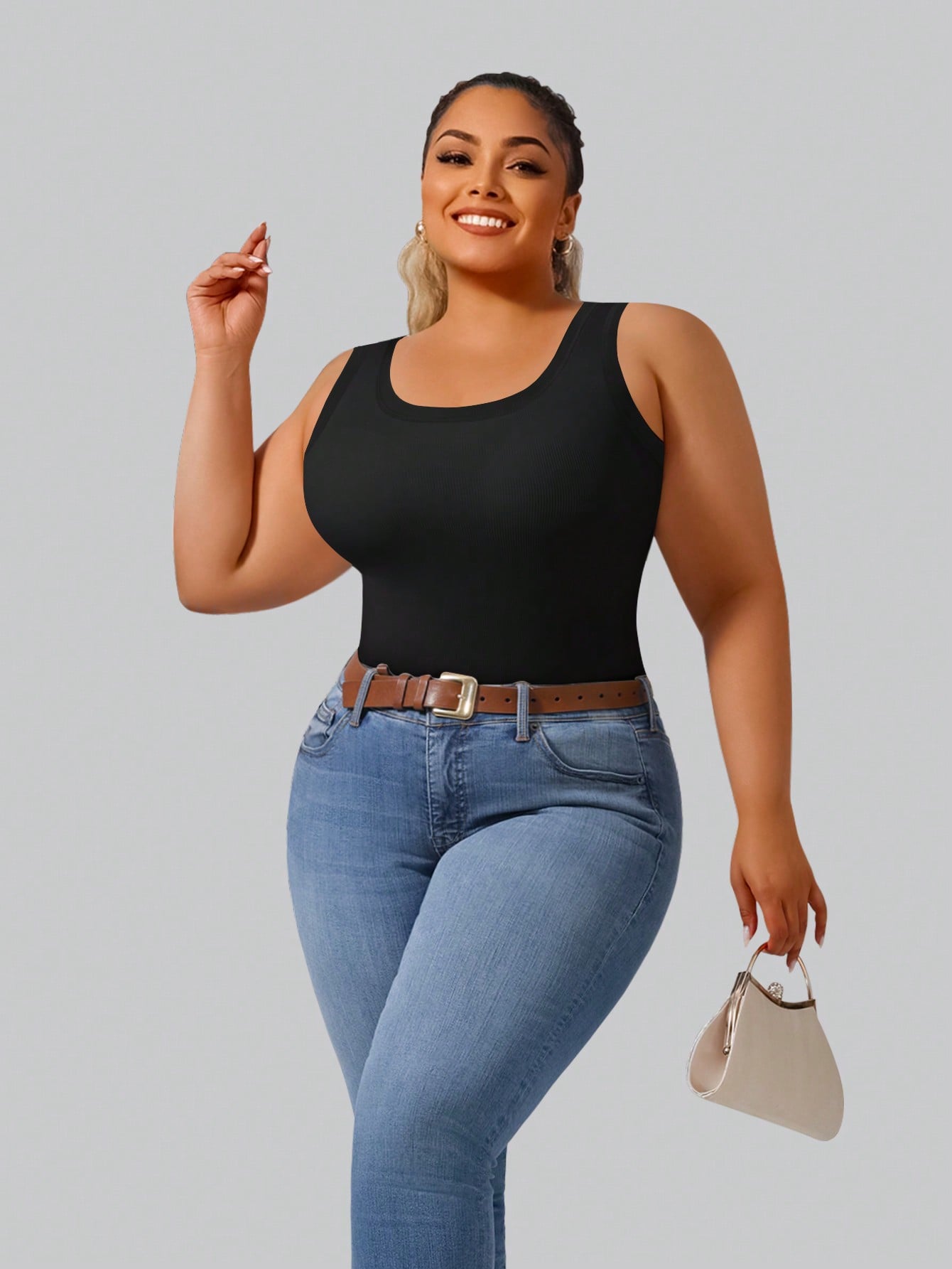 Plus Size Women's High Stretch – обзор и цена Tank Top Ribbed
