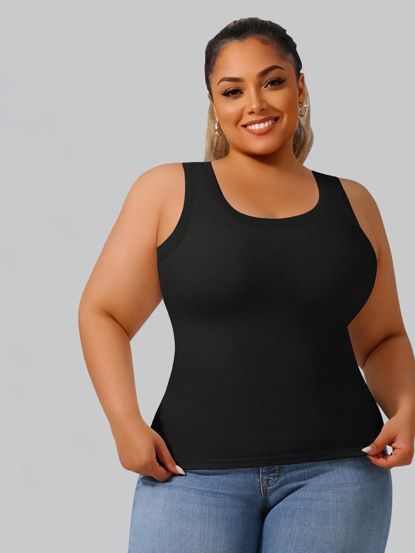 Plus Size Women's High Stretch – обзор и цена Tank Top Ribbed